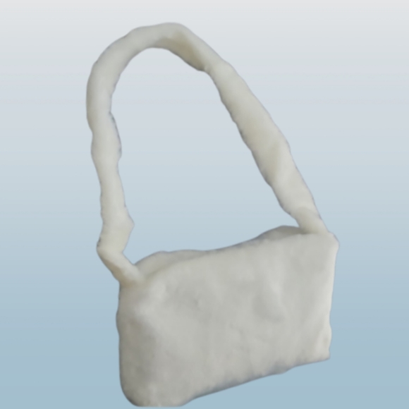 Fluffy White Faux Fur Handbag purse or Cosmetic bag - Picture 1 of 10